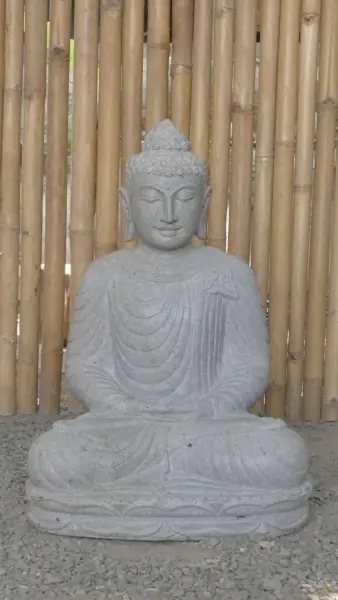 Product image 2 of the product “Seated Buddha made of Riverstone in Dhyana position - gesture of meditation, 62cm height, natural ”