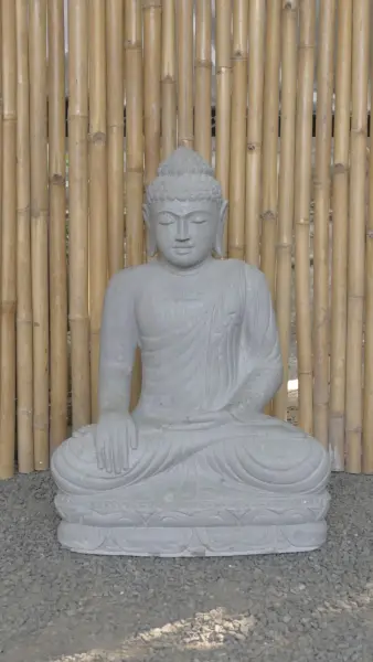 Product image of the product “Seated Buddha made of Riverstone in Bhumisparsha - gesture of touching the earth. 83cm height. ”