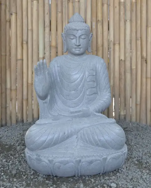 Product image 2 of the product “Seated Buddha made of Riverstone in Abhaya Position - gesture of fearlessness, H. 83cm. ”