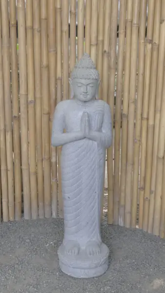 Product image of the product “Standing Buddha made of Riverstone, position Namaskara , H. 120cm. ”