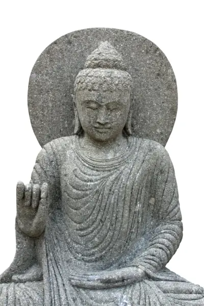Product image 3 of the product “Seated Buddha with cloak and relief, Indian, 115 cm H ”