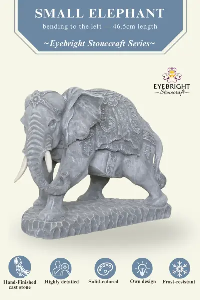 Product image 3 of the product “Indra - Small Elephant bending to the left, 46.5cm L | cast stone ”