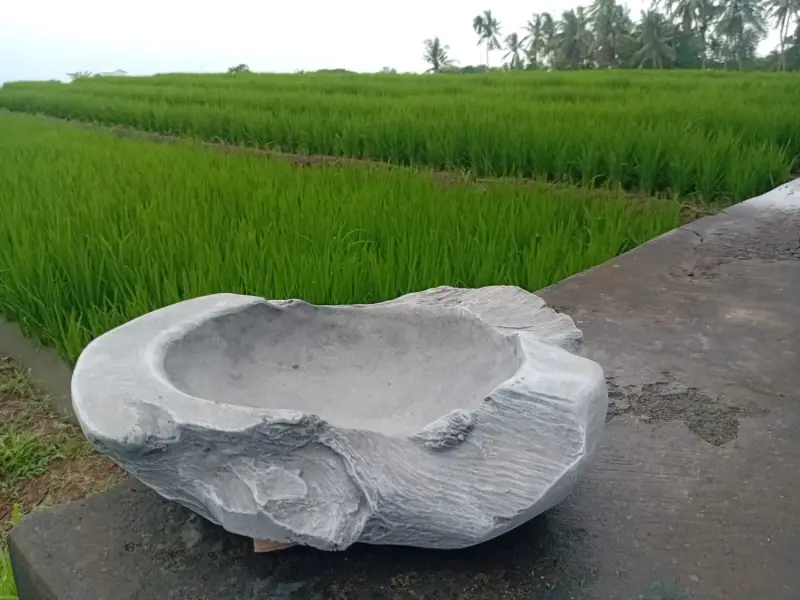 Product image 3 of the product “Stone bowl with wood grain, 30.5 cm Length | cast stone ”