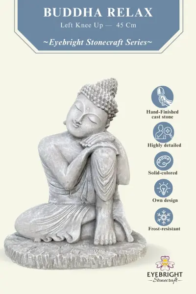 Product image 3 of the product “Hema - Buddha relax - left knee is up, 45 cm H | cast stone ”