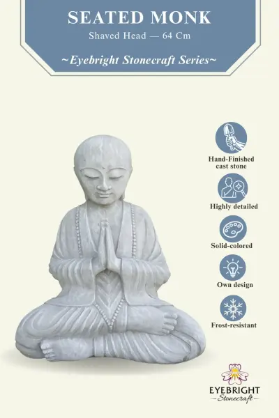 Product image 3 of the product “Lokesh - Seated Monk no hair, 64 cm H | cast stone ”