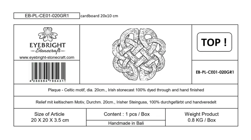 Product image 3 of the product “Callum - Plaque - Celtic motif, Ø 20cm | cast stone ”