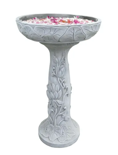Product image 3 of the product “Set Ayutthaya – Bird Bath | 81 cm Height, Ø Bowl 50 cm | Casted Stone ”