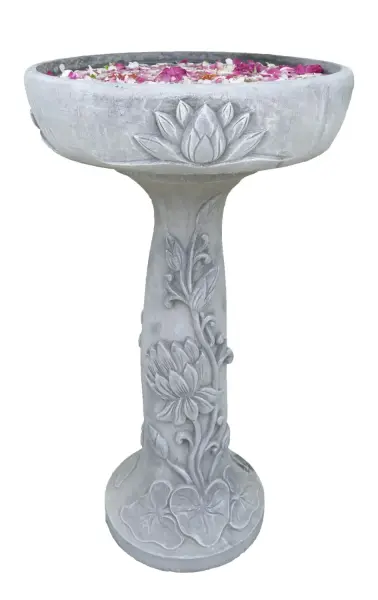 Product image 3 of the product “Set Pattaya – Bird Bath | 83 cm Height, Ø Bowl 50 cm | Casted Stone ”