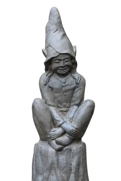 Product image 3 of the product “Sitting goblin on base, cast stone - antique finish ”