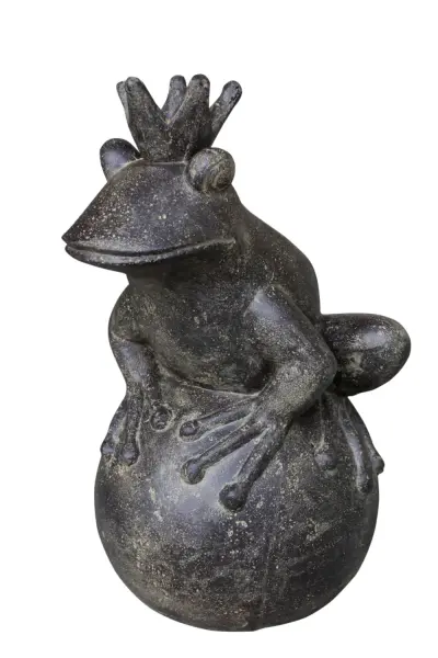 Product image 3 of the product “Frog Prince sitting on ball, approx. 55cm height, cast stone, hollow, handcrafted & coloured ”
