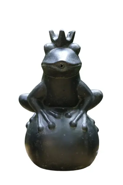 Product image 3 of the product “Frog king with crown sitting on a ball as a water feature. 55cm high. Painted in the color antique finish ”