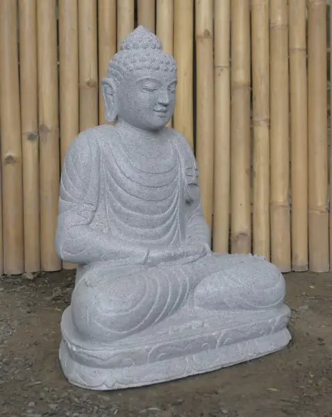 Product image 3 of the product “Seated Buddha made of Riverstone in Dhyana position - gesture of meditation, H.62 cm, natural. ”