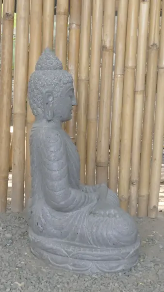 Product image 3 of the product “Seated Buddha made of Riverstone in Dhyana position - gesture of meditation, 63cm height, natural ”