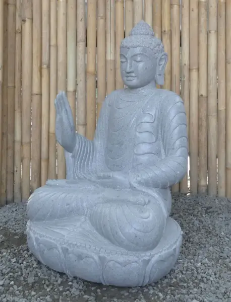 Product image 3 of the product “Seated Buddha made of Riverstone in Abhaya Position - gesture of fearlessness, H. 83cm. ”