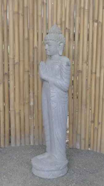 Product image 3 of the product “Standing Buddha made of Riverstone, position Namaskara , H. 120cm. ”