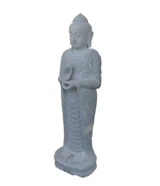 Product image 3 of the product “Standing Buddha made of Riverstone in Dharmachakra position - gesture of wheel of the teaching of Dharma. About 120cm height. ”