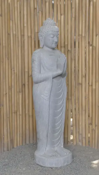 Product image 3 of the product “Standing Buddha made of Riverstone, position Namaskara , H. 150cm. ”
