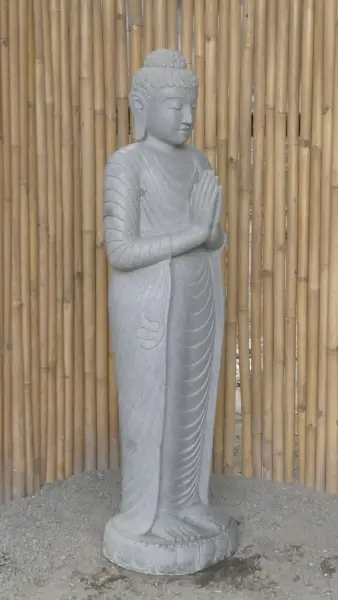 Product image 3 of the product “Standing Buddha made of Riverstone, position Namaskara , H. 150cm. ”