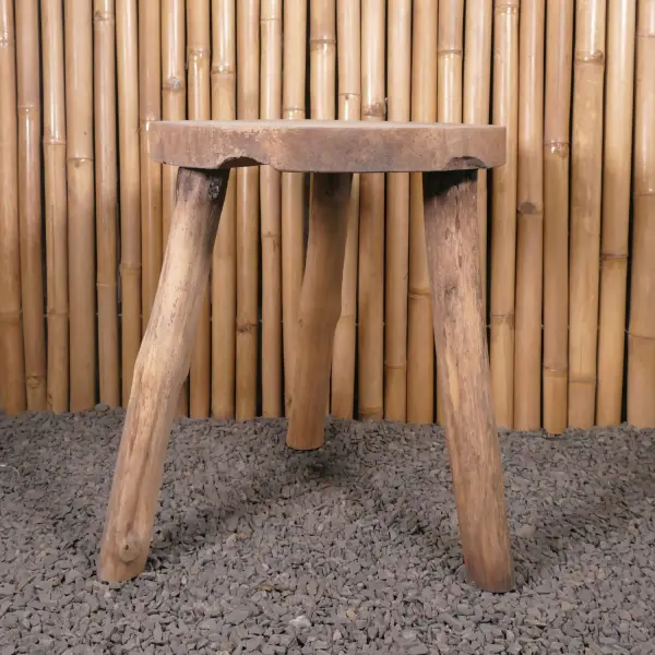 Product image 3 of the product “Table with round model and traingle legs made of teak wood about 70cm height ”