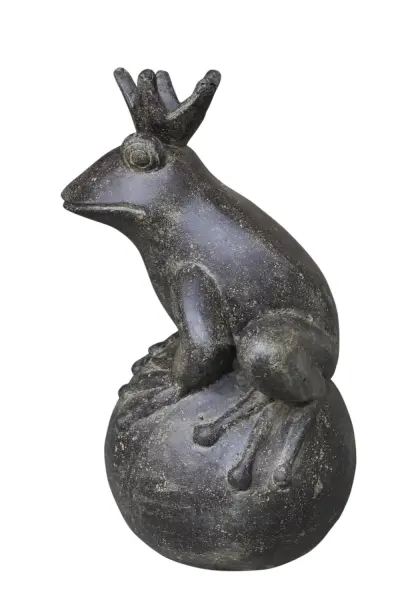 Product image 4 of the product “Frog Prince sitting on ball, approx. 70cm height, cast stone, hollow, handcrafted & coloured ”