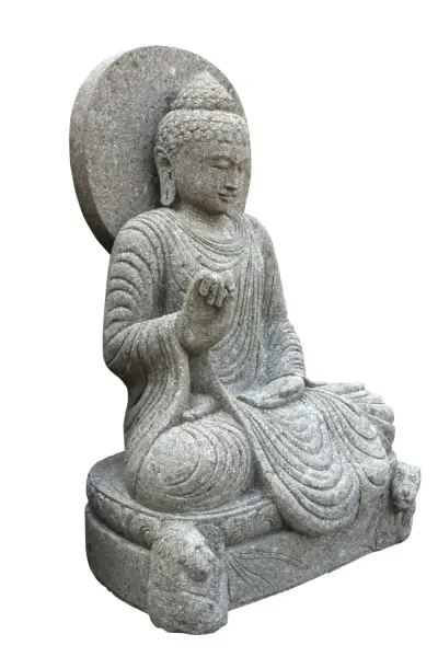 Product image 4 of the product “Seated Buddha with cloak and relief, Indian, 115 cm H ”