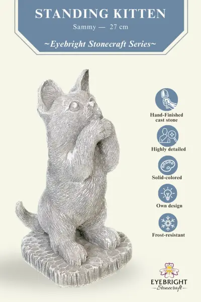 Product image 4 of the product “Sammy - Standing kitten on a pedestal, 27cm H | cast stone ”
