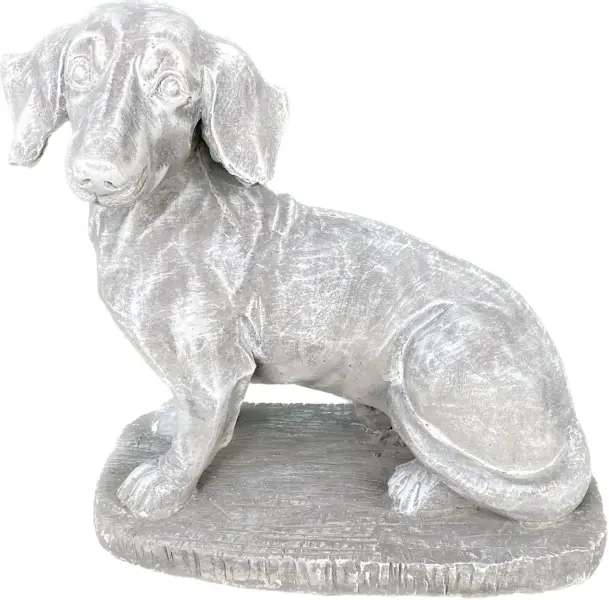 Product image 4 of the product “Timber - Dachshund sitting on a pedestal, 37 cm L | cast stone ”