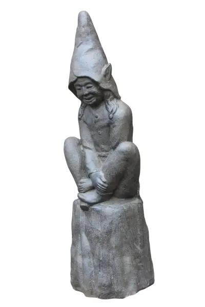 Product image 4 of the product “Sitting goblin on base, cast stone - antique finish ”