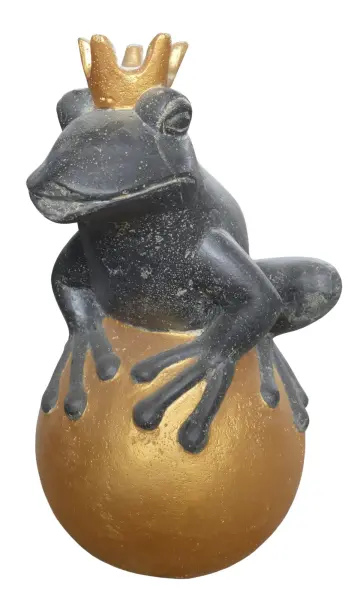 Product image 4 of the product “Frog Prince sitting on ball, approx. 50cm height, cast stone, hollow, handcrafted & coloured ”
