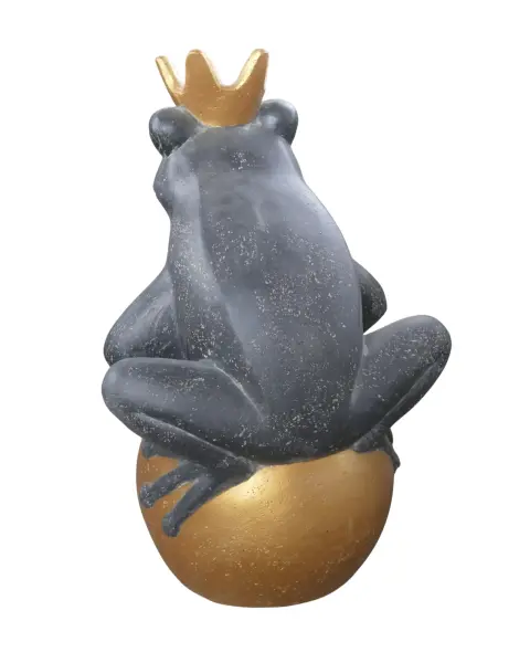Product image 4 of the product “Frog Prince sitting on ball, approx. 66cm height, cast stone, hollow, handcrafted & coloured ”