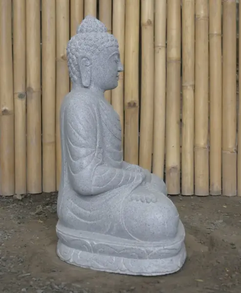 Product image 4 of the product “Seated Buddha made of Riverstone in Dhyana position - gesture of meditation, H.62 cm, natural. ”