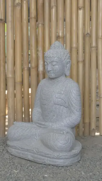 Product image 4 of the product “Seated Buddha made of Riverstone in Dhyana position - gesture of meditation, 63cm height, natural ”