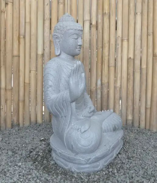 Product image 4 of the product “Seated Buddha made of Riverstone in Abhaya Position - gesture of fearlessness, H. 82cm. ”