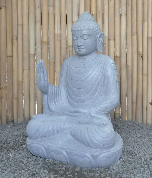 Product image 4 of the product “Seated Buddha made of Riverstone in Abhaya Position - gesture of fearlessness, H. 83cm. ”