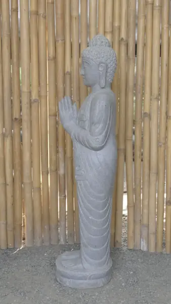 Product image 4 of the product “Standing Buddha made of Riverstone, position Namaskara , H. 118cm. ”