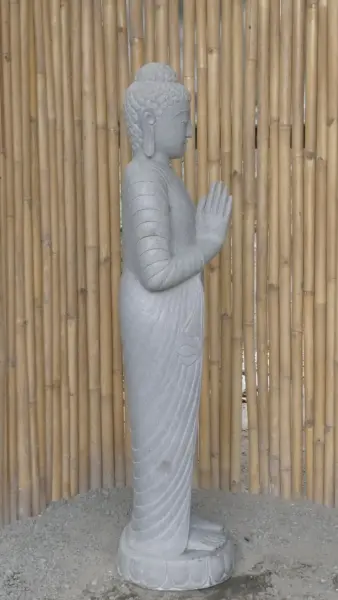 Product image 4 of the product “Standing Buddha made of Riverstone, position Namaskara , H. 150cm. ”