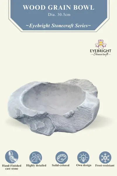 Product image 5 of the product “Stone bowl with wood grain, 30.5 cm Length | cast stone ”