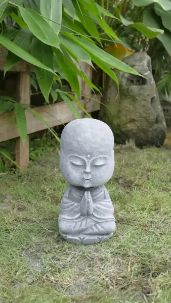 Product image 5 of the product “Ishaan - Sitting Monk Big Head, 29.5cm Height | cast stone ”