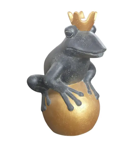 Product image 5 of the product “Frog Prince sitting on ball, approx. 66cm height, cast stone, hollow, handcrafted & coloured ”