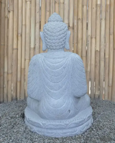 Product image 5 of the product “Seated Buddha made of Riverstone in Bhumisparsha - gesture of touching the earth. 82cm height. ”