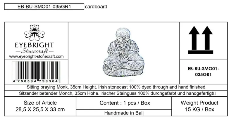 Product image 6 of the product “Rokesh - Sitting praying Monk, 33cm H | cast stone ”