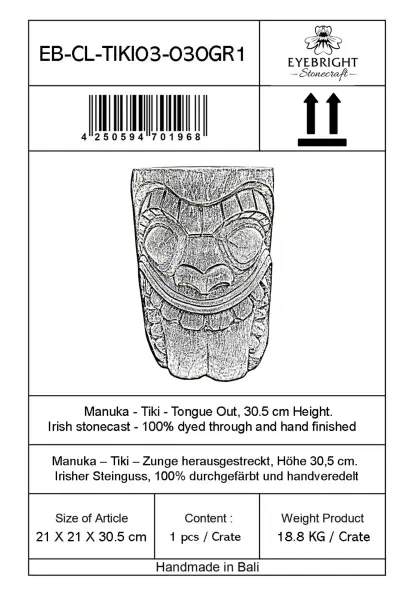Product image 6 of the product “Manuka - Tiki - Tongue Out, 30.5cm H | cast stone ”