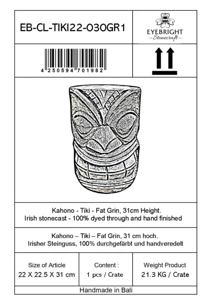 Product image 6 of the product “Kahono - Tiki - Fat Grin, 31cm H | cast stone ”