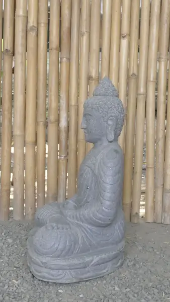 Product image 6 of the product “Seated Buddha made of Riverstone in Dhyana position - gesture of meditation, 63cm height, natural ”
