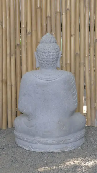 Product image 6 of the product “Seated Buddha made of Riverstone in Bhumisparsha - gesture of touching the earth. 83cm height. ”