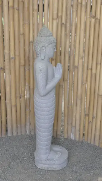 Product image 6 of the product “Standing Buddha made of Riverstone, position Namaskara , H. 120cm. ”