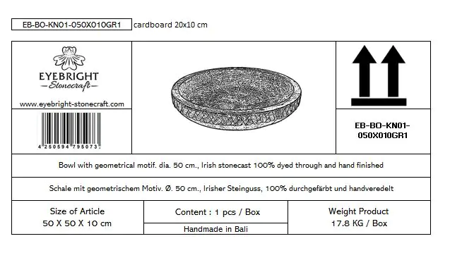 Product image 7 of the product “Semarang - Bowl with geometrical motif, Ø 50 cm | cast stone ”