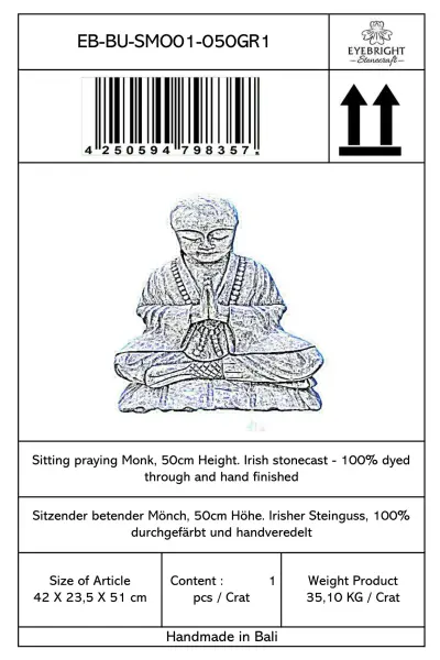 Product image 7 of the product “Rokesh - Sitting praying Monk, 51cm H | cast stone ”
