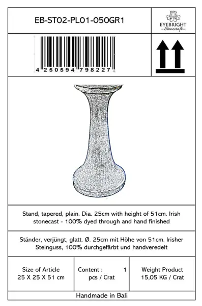 Product image 7 of the product “Merapi - Stand, tapered, plain, Ø 25cm, 51cm H | cast stone ”