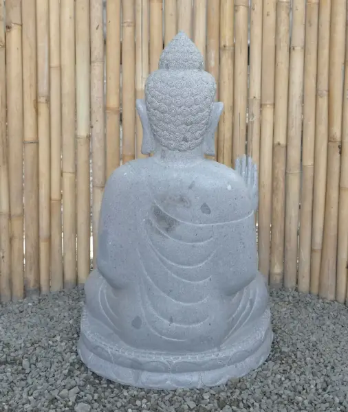 Product image 7 of the product “Seated Buddha made of Riverstone in Abhaya Position - gesture of fearlessness, H. 83cm. ”